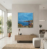 Limfjorden (80x80cm) - Danish Gallery - Moderne, abstrakte malerier. Online galleri med original, unik kunst til din bolig. 