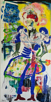 The obvious joy of feet in red boots (100x200cm)