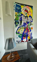 The obvious joy of feet in red boots (100x200cm)