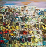 When the City Awakens I (50x50cm) - Danish Gallery - Moderne, abstrakte malerier. Online galleri med original, unik kunst til din bolig. 