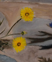 Dandelions by house wall (40x40cm)