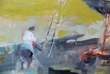 A day at the dock (70x40cm) - Danish Gallery - Moderne, abstrakte malerier. Online galleri med original, unik kunst til din bolig. 