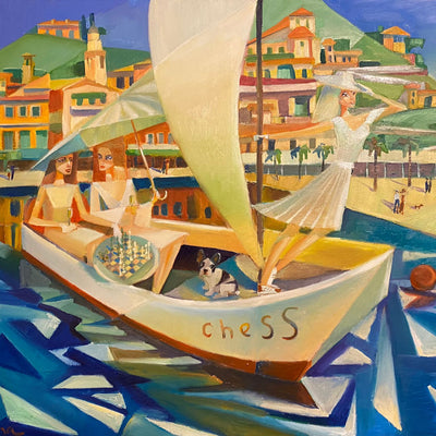 Three ladies in a boat (80x60cm)