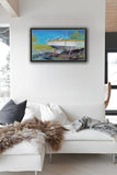 A day at the dock (70x40cm) - Danish Gallery - Moderne, abstrakte malerier. Online galleri med original, unik kunst til din bolig. 