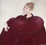 At dinner with the bordeaux lady (60x60cm)