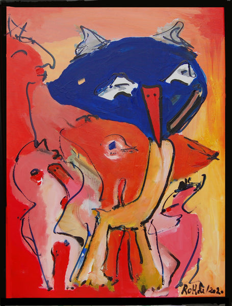 The blue pointed snout fits the flock (64x84cm)