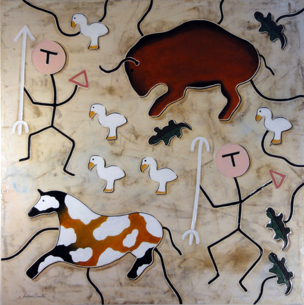 Danza tribale - a tribut to cave painting (80x80cm)