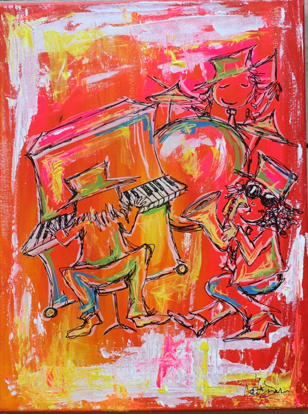 Saxophone drums and piano (30x40cm)