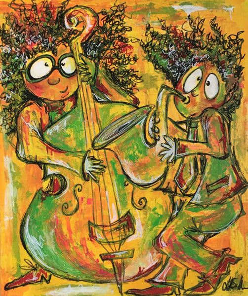 Double bass and sax (40x50cm)