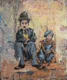 A tramp and a kid ( 50x60 cm )
