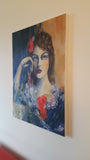 The girl with red flowers (60x80cm)