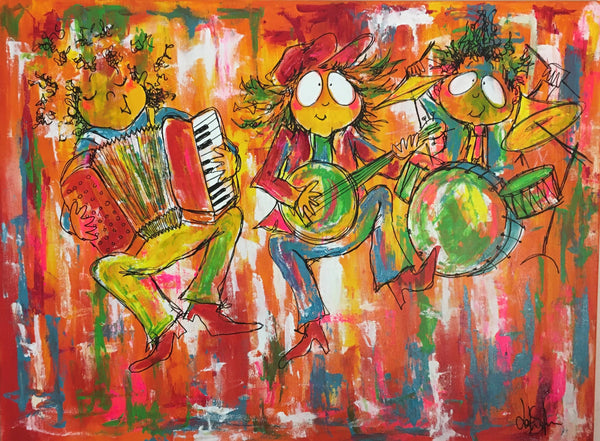 Harmonica, banjo and drums (120x90cm)