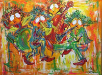 Drums, trumpet, double bass and clarinet (120x90cm)